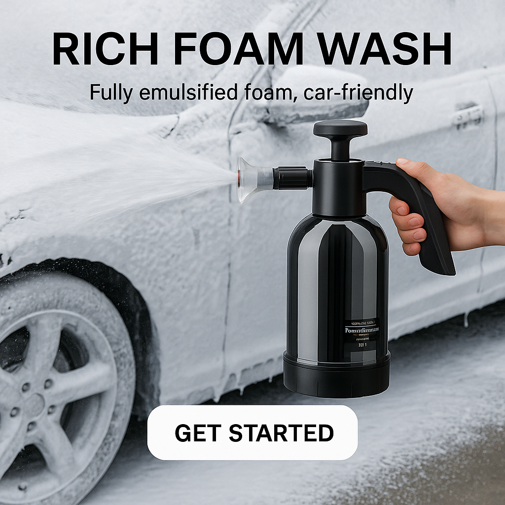 Portable 2 L Hand Pump Foam Sprayer – 3 Adjustable Nozzles | Car & Home Detailing