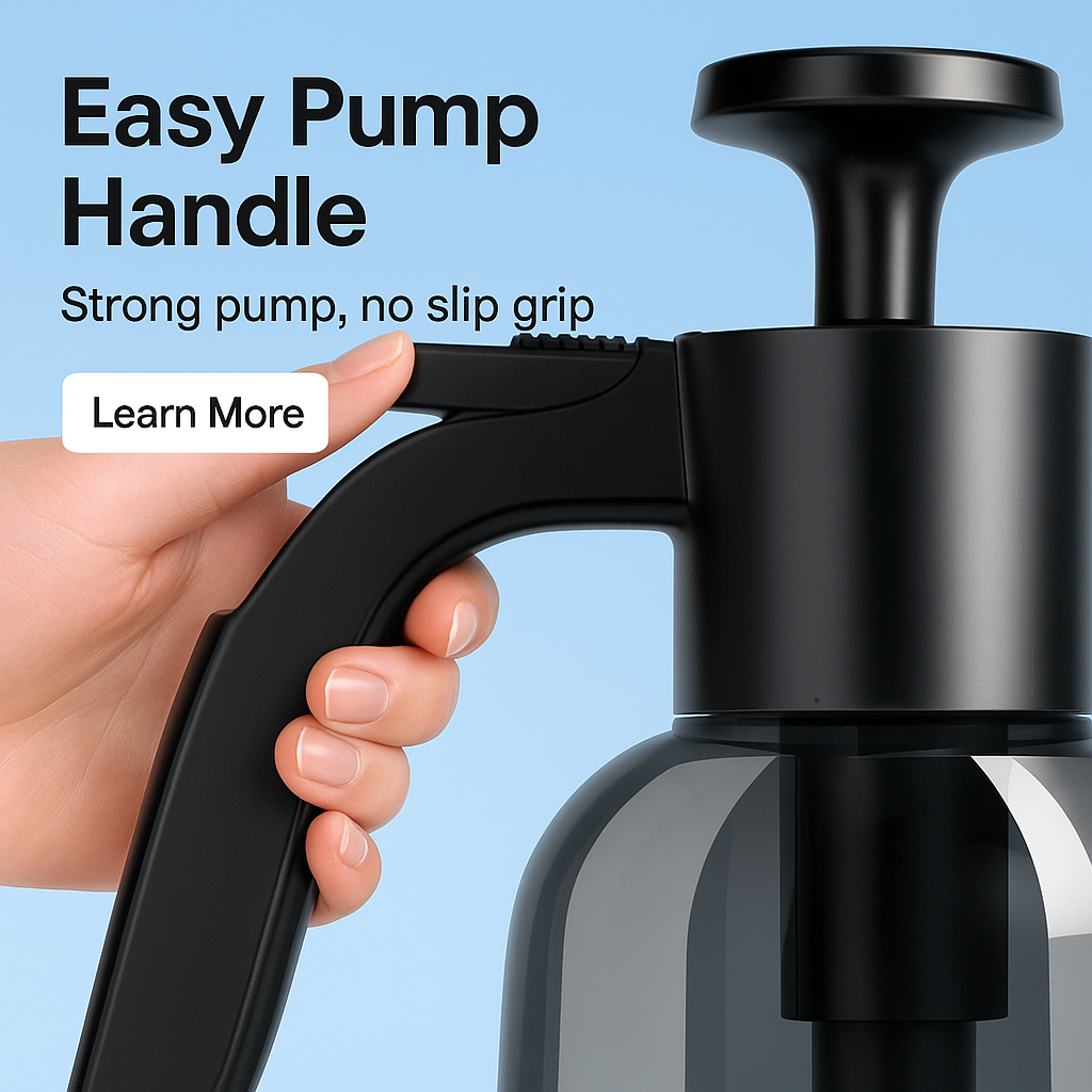 Portable 2 L Hand Pump Foam Sprayer – 3 Adjustable Nozzles | Car & Home Detailing